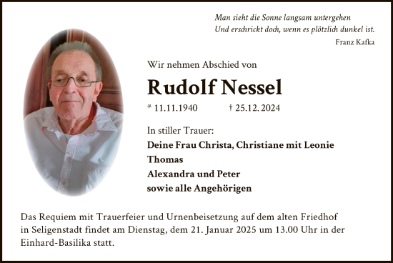 Traueranzeige von Rudolf Nessel von OF